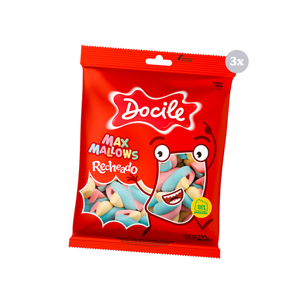 Kit 3 Pct Marshmallow Twist Colorido 220G Bala Docile em Oferta na Shopee