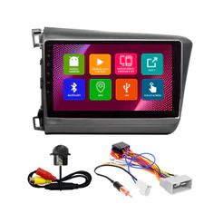 Kit Multimídia 9 Pol Civic 2012 2013 2014 2015 2016 Android 2Gb Ram 32Gb Flash Quad-Core 2 Din Grafite Wifi Gps Tela Ips