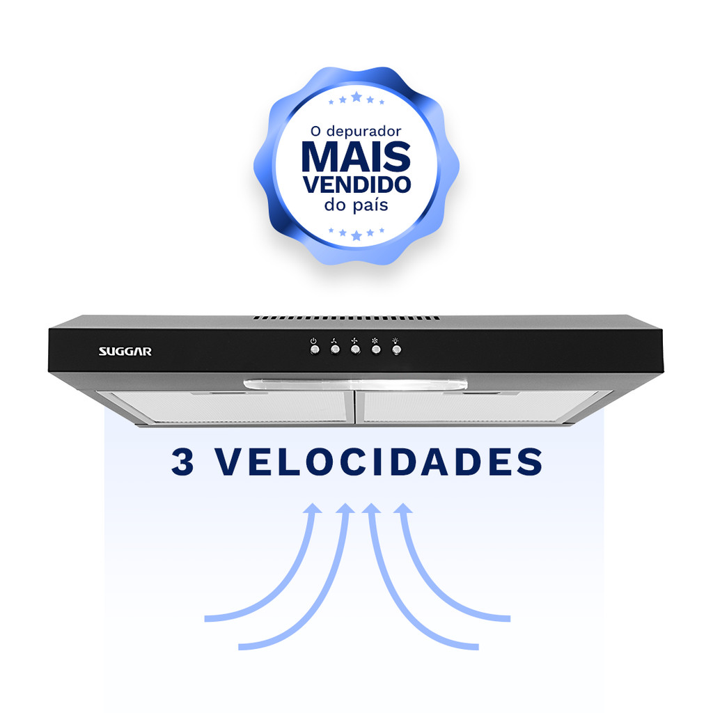 Imagem Depurador Exaustor Slim 60Cm Preto DPS161PT Suggar 127V