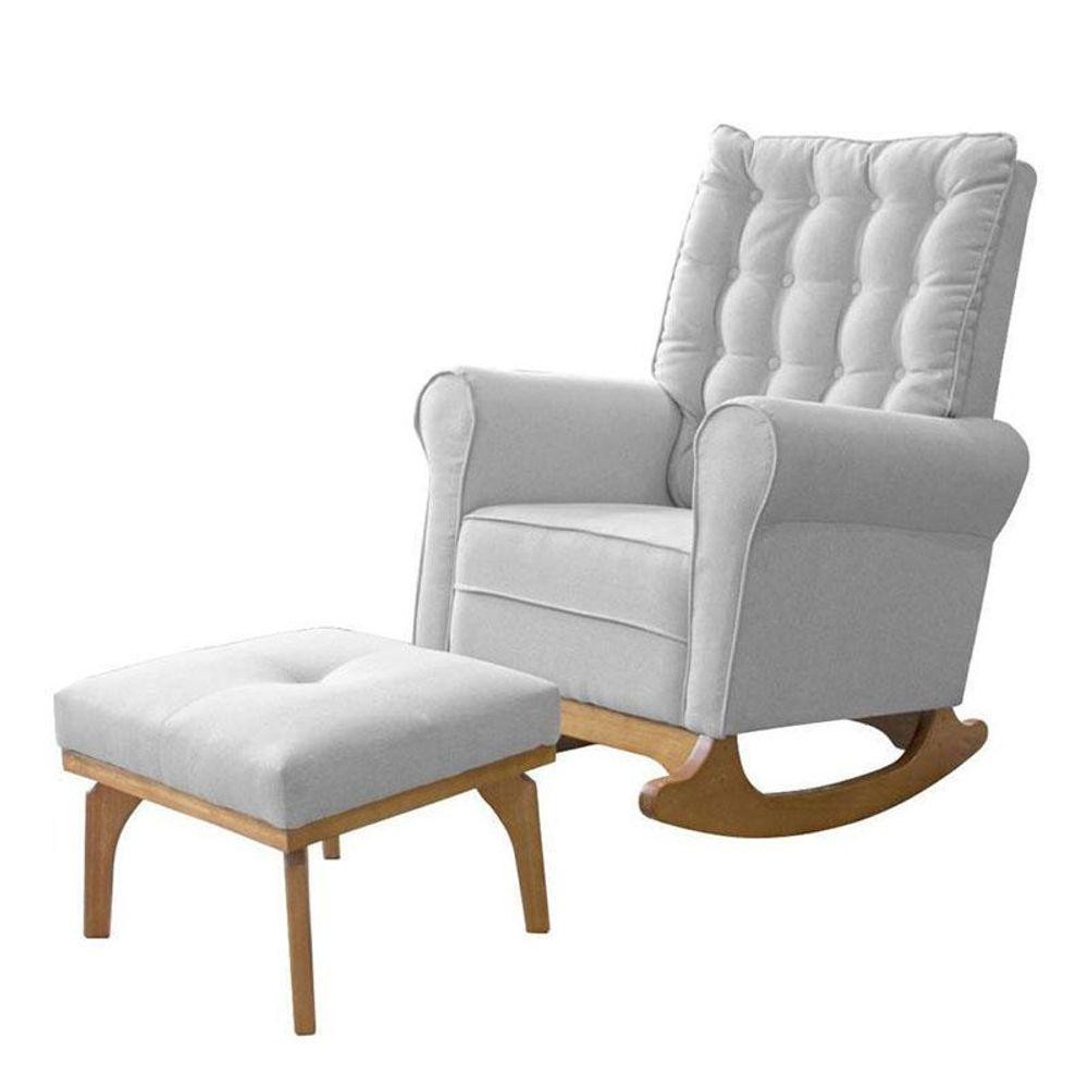 Poltrona De Amamentação Com Balanço E Puff Paris Veludo Off White - Ideal em Oferta na Shopee