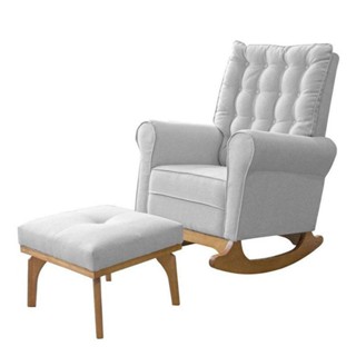 Poltrona De Amamentação Com Balanço E Puff Paris Veludo Off White - Ideal em Oferta na Shopee