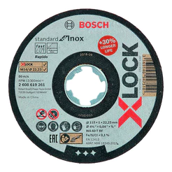 Disco de Corte 4.1/2" para Aço Carbono e Inox 115 x 1 x 22,23mm X-Lock Bosch 2608619261