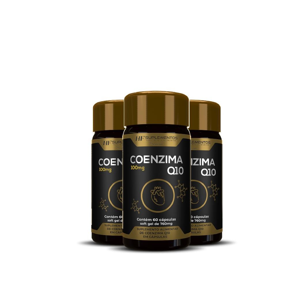 KIT 3X COENZIMA Q10 100MG – ENERGIA, CORAÇÃO E LONGEVIDADE