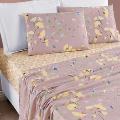 Jogo Lençol 4 Peças King/Queen/Casal/Solteiro Cama Box Toque Macio Com Elástico Estampado Bouti