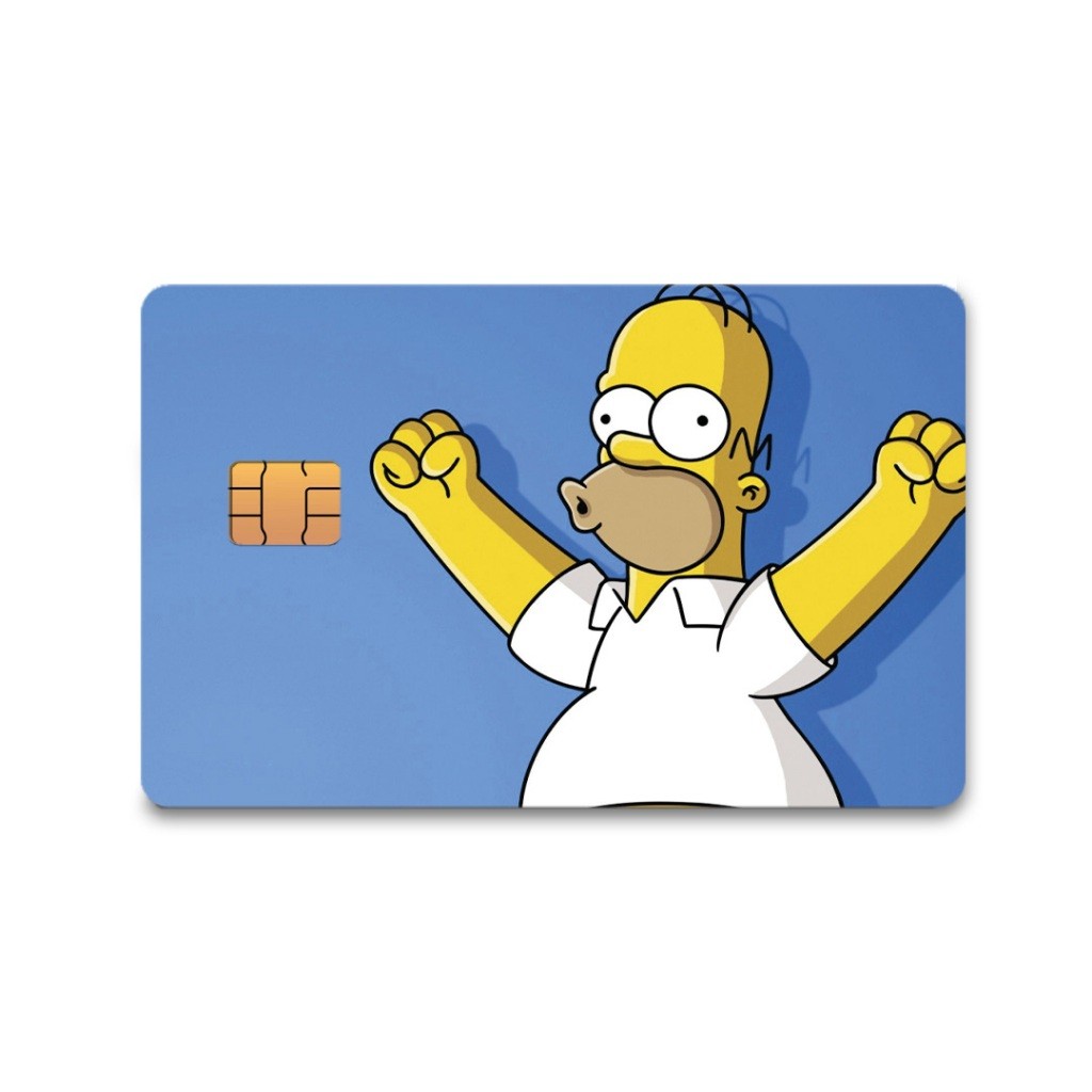 Skin Adesiva Homer Alegria Blue Adesivo Para Cartão de Crédito e Débito Adesivo Removível 1 Unidade Frente
