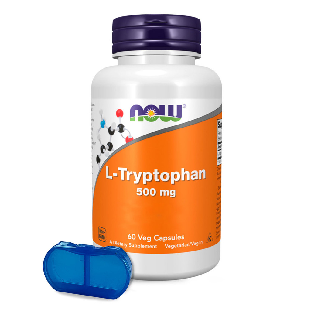 L-triptofano 500mg Now Foods 60 Caps + Porta Cápsulas - Health