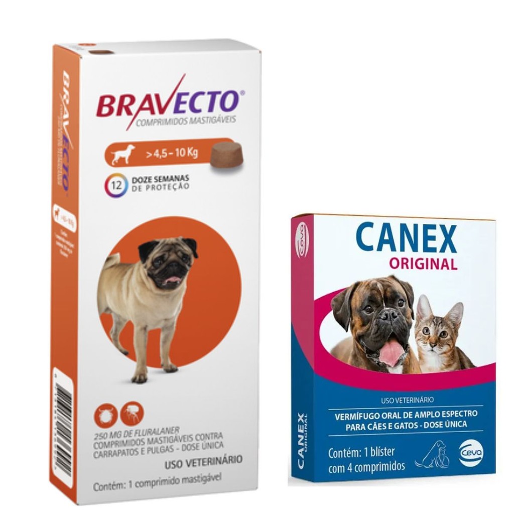 Bravecto Antipulgas Carrapatos Cães De 4,5 A 10kg + Canex