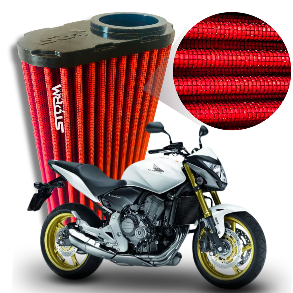 Filtro Ar Esportivo Moto Honda CB600F Hornet ano 2008 a 2014 CB 600F Lavável Reutilizável Potencia