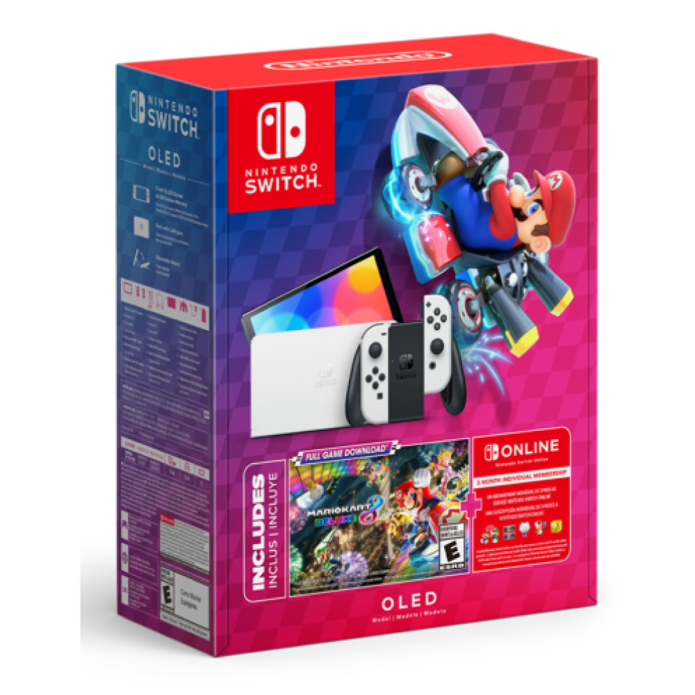 Console Nintendo Switch Oled + Jogo Mario Kart 8 Deluxe + Voucher Nintendo Switch Online 3...