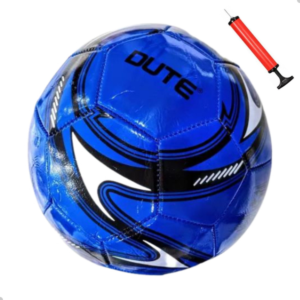 Bola Oficial de Futebol PVC com Bomba de Encher Tamanho 5 Campo DuteToys DTE0540