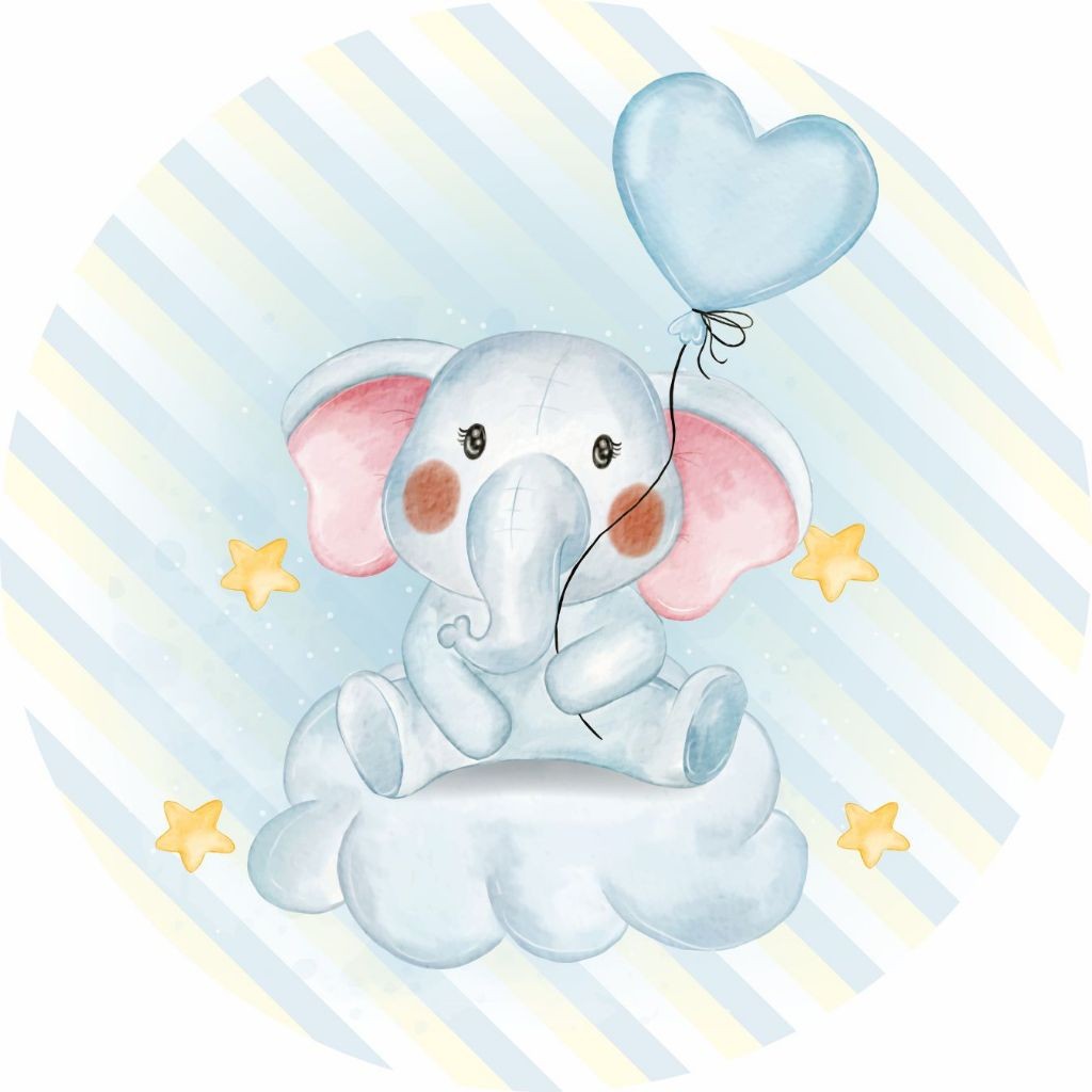 NOVO Painel Festa Infantil Redondo elefantinho, elefante segurando um balão,  arco, suporte incluso. Fazemos personalizado com qualquer tema. Confeccionado em Lona fosca, impressão de alta resolução. cenário , p/ Decoração de festa infantil