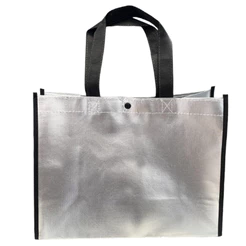 Sacola de Poliester Premium Metalizada com Botão - Prata - 39x35x15cm - 1 unidade - Rizzo