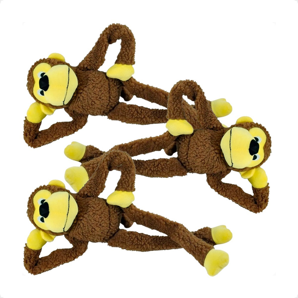 kIT 3 Brinquedo Pelúcia Macaco Colosso Apito Sonoro - Tam. Único - Pets