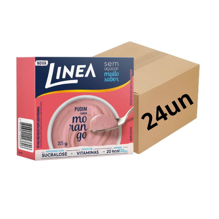 Pó para Pudim De Morango Linea 25g Caixa Com 24 Un
