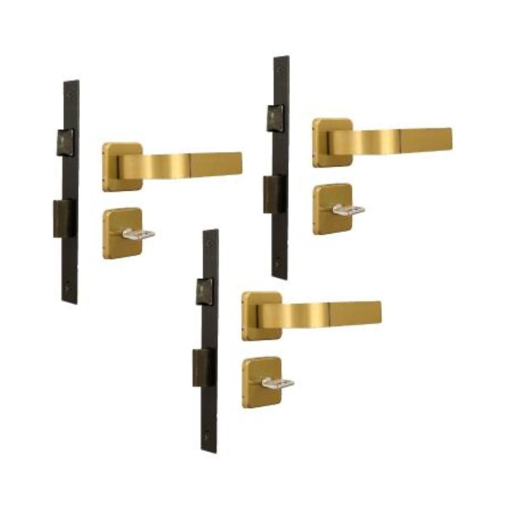 Kit 3 Fechaduras Banheiro Roseta Módena Bronze Latonado MGM em Oferta na Shopee