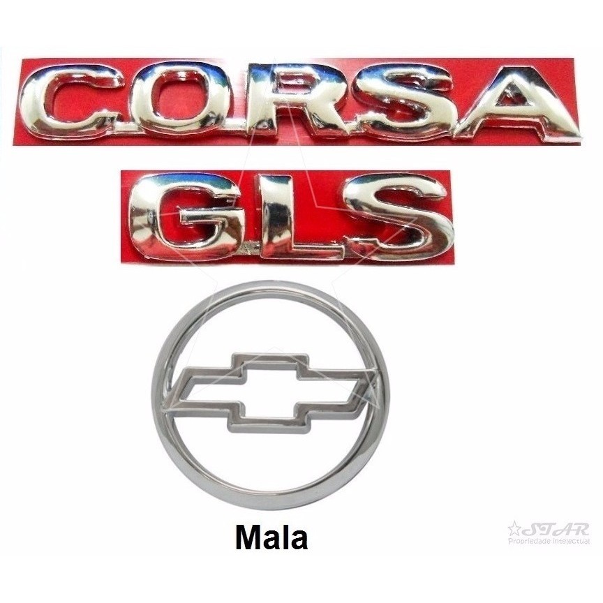 Emblemas Símbolos Corsa Hatch Gls + Logotipo Traseiro - 00 À 02 - Modelo Original