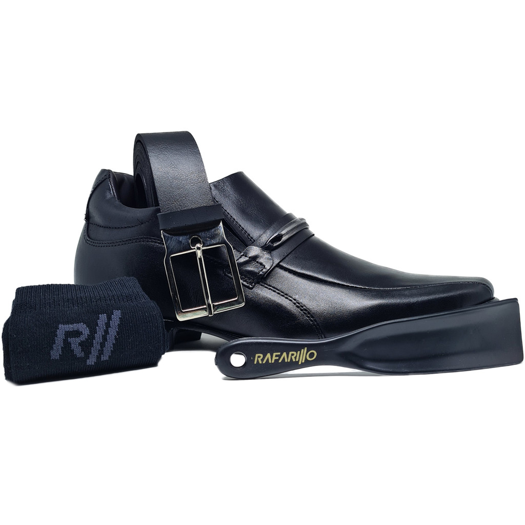 Kit Sapato Rafarillo Masculino Social Alth Em Couro Preto Marrom Salto 7cm +Alto Original 3270