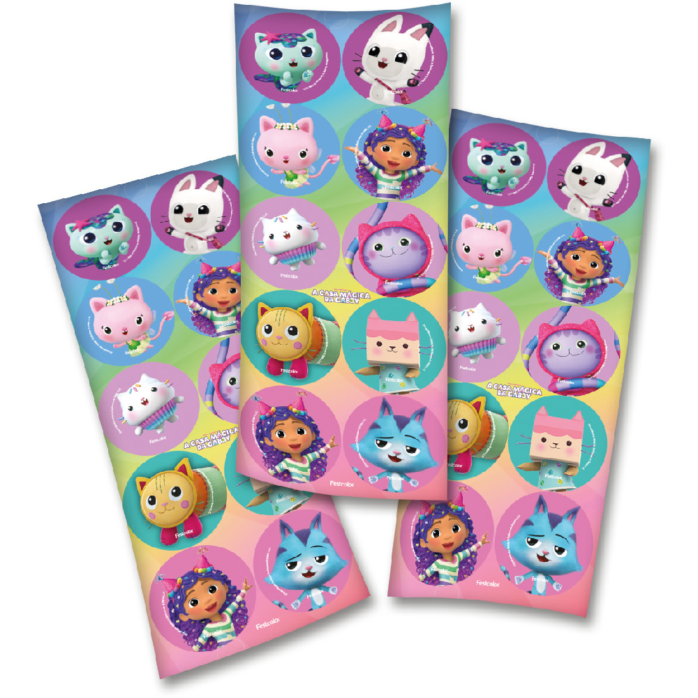 30 ~150 ADESIVO CASA MÁGICA DA GABBY  REDONDO FESTCOLOR em Oferta na Shopee