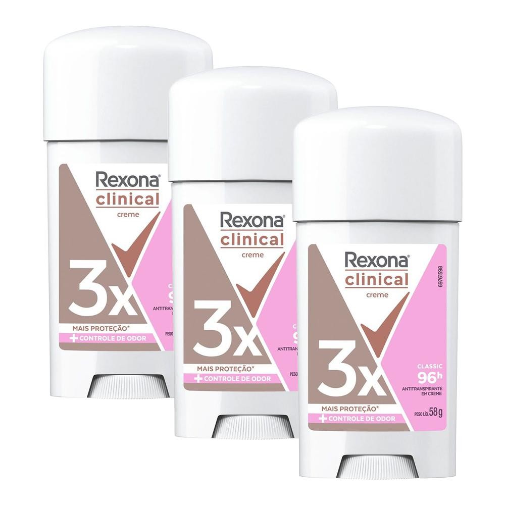 Kit 3 Desodorantes Rexona Clinical Classic 58g - Beauty