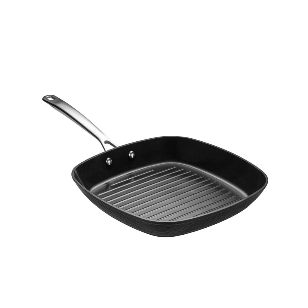 Chapa Grill 28cm em Alumínio Forjado Martelado Gourmet com Cabo Oxford