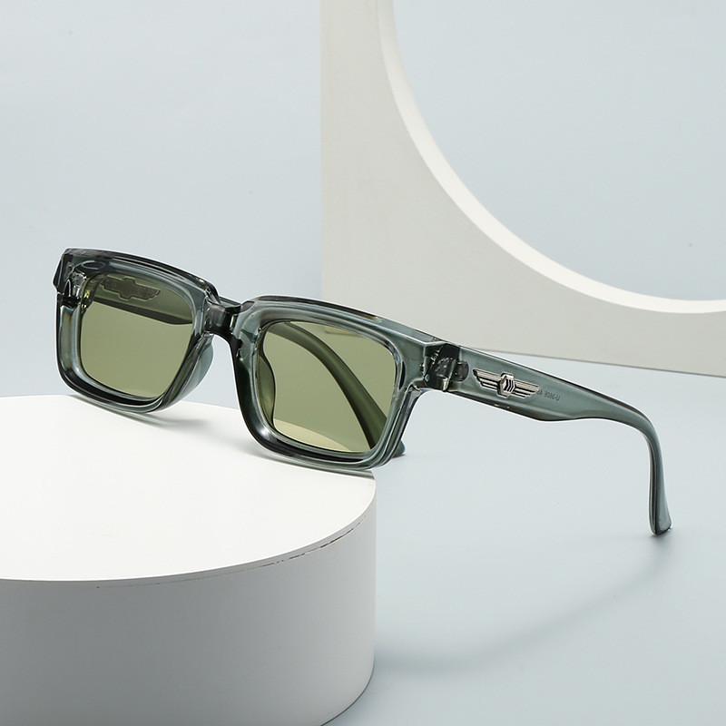 Moda Quadrada Rebites Feminino Óculos De Sol Retro Gradiente Tons UV400 Masculino Verde Oliva