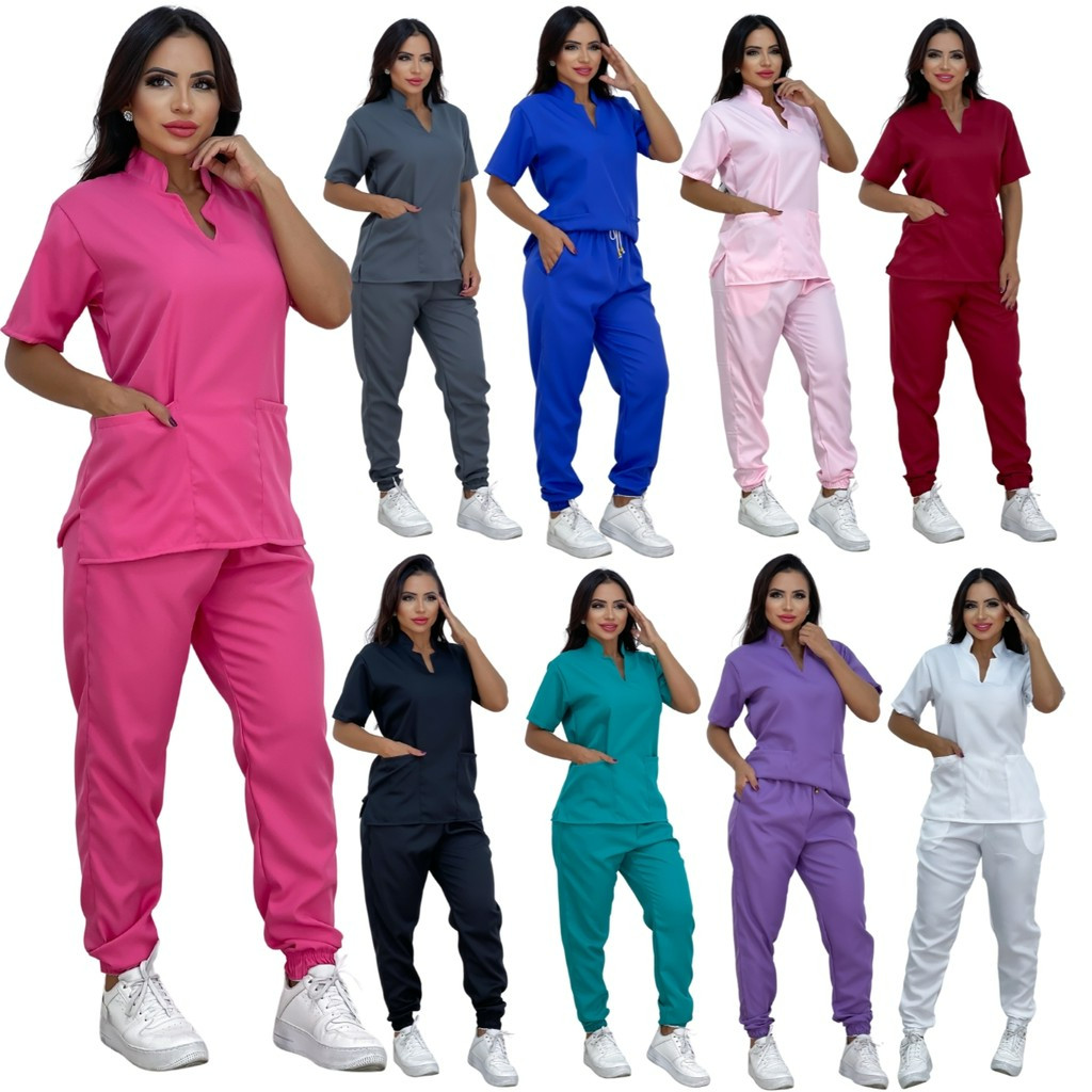 Pijama Cirúrgico Hospital Clinica Scrub Acinturado Uniforme profissional Gola Padre Elegante Linha Premium em Oferta na Shopee