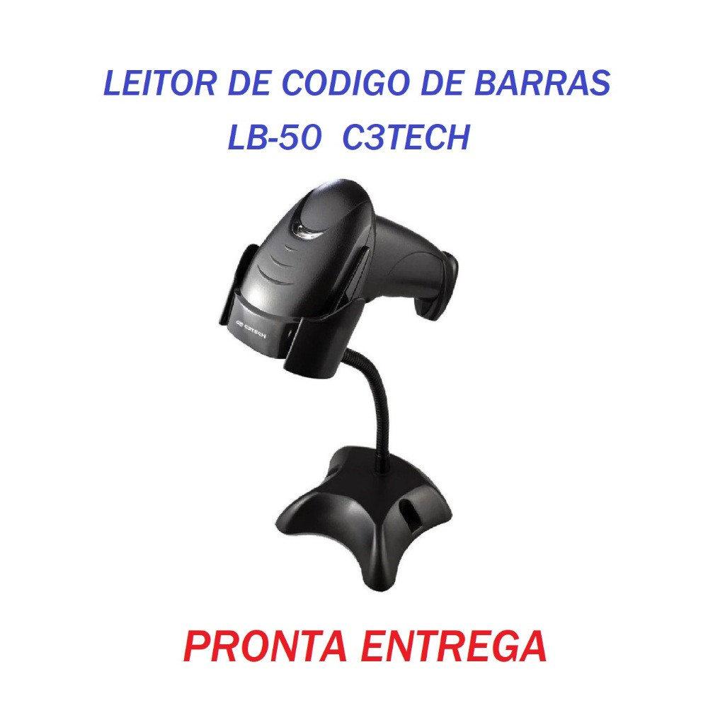 Leitor de Código de Barras C3TECH LB-50 Com Suporte Scanneia Nfe Boleto Laser com fio Cabo USB