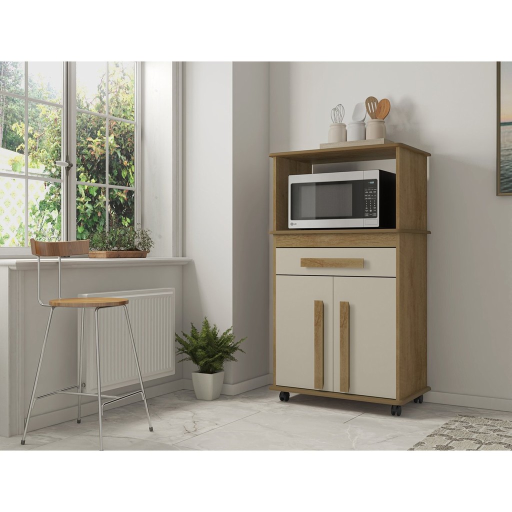 Balcão de Cozinha 2 Portas 1 Gaveta Toronto Cinamomo/Off White em Oferta na Shopee