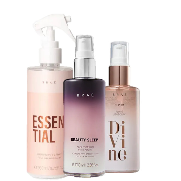 BRAÉ Essential Fluido 260ml Serum  Divine 60ml e Beauty Sleep 100ml em Oferta na Shopee