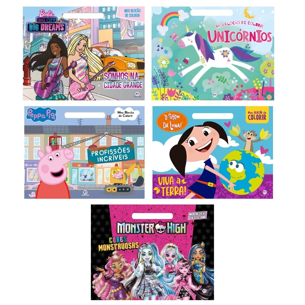 Kit livro infantil blocão de colorir meninas. em Oferta na Shopee