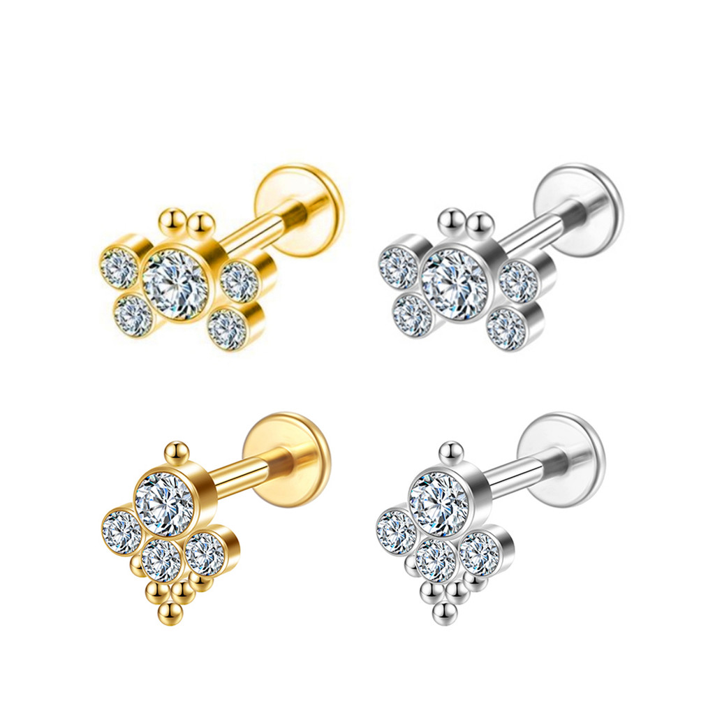 2PCS Kit Piercing Labret Borboleta em Aço Cirúrgico com Zircônia Cravejada 《Lomiss semijoias》 em Oferta na Shopee