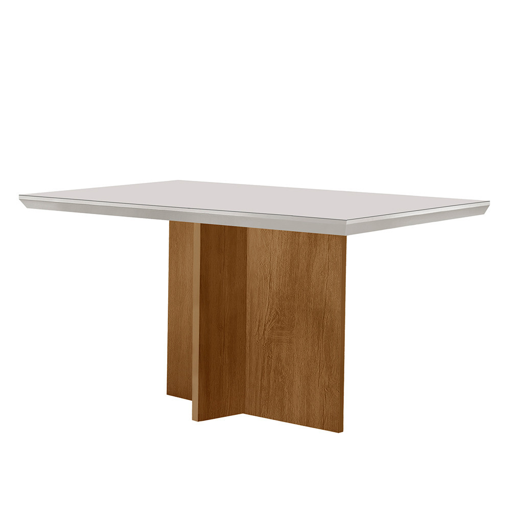 Mesa para Sala de Jantar Olimpia 120cm em MDF e Vidro Canto Reto - Home & Living