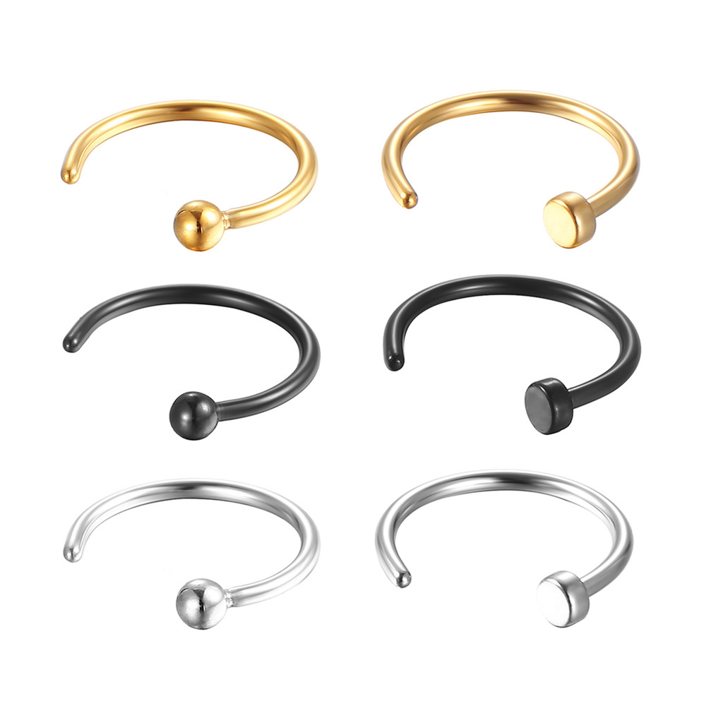 2PCS Kit Piercing G-Ring Achatado Aço Cirúrgico / Nariz em Oferta na Shopee