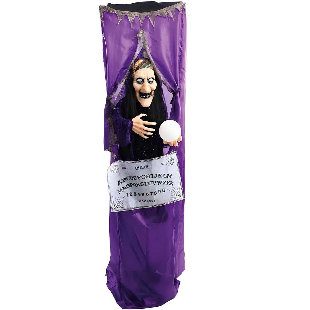 Bonecos Halloween Bruxa Vidente Rochele Cigana Com Som Led e Movimento Brinquedo 170 cm Decoração de Terror