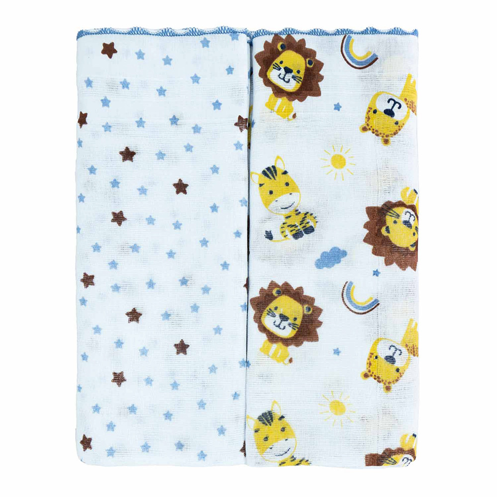 Kit Toalha Fralda Bublim Luxo Festonê Leão - 2 Peças