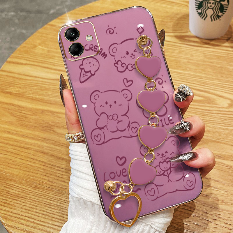 YBD Linha Engraçada Urso Caso De Telefone Para Samsung Galaxy A06 A07 M07 F07 A03 A04 A05 A04E A042F M13 F14 Processamen