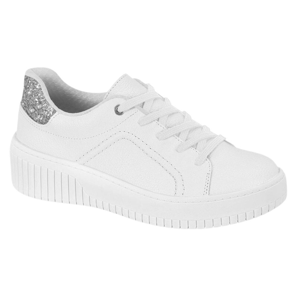 Tênis Casual Feminino Beira Rio Floather Gliter Lançamento - Branco