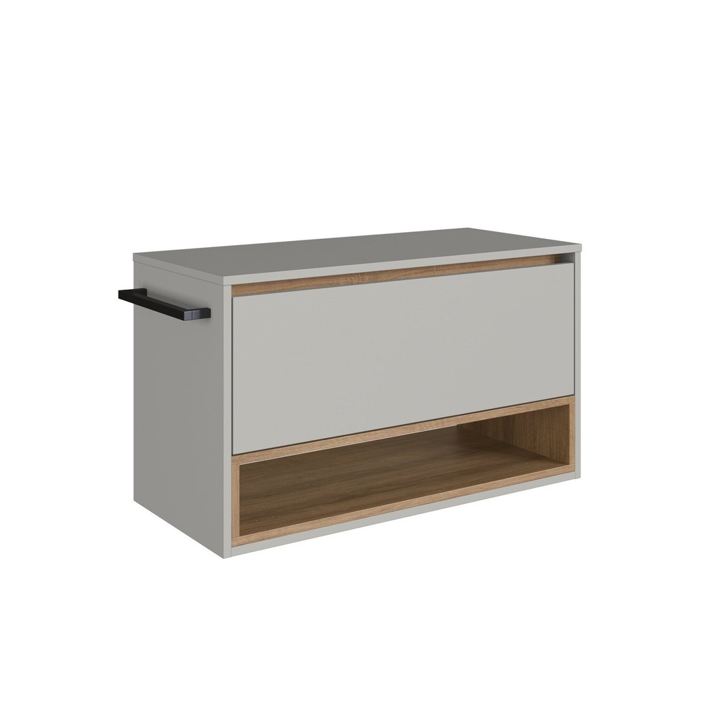 Detalhes do Gabinete de Banheiro Suspenso 80cm com 1 Nicho 1 Toalheiro 1 Porta Mel/Arenas