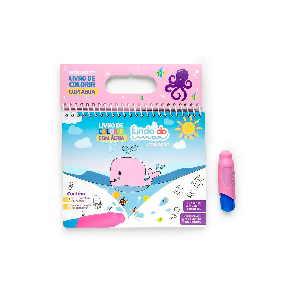 Livro de Colorir com Água Infantil – Tema Fundo do Mar | Atividade Educativa e Reutilizável
