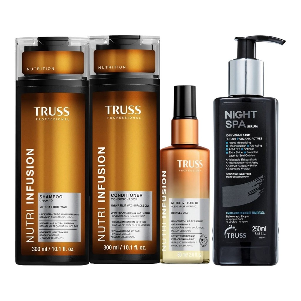 Kit Truss Nutri Infusion - Shampoo 300ml + Condicionador 300ml + Óleo 60ml + Night SPA 250ml