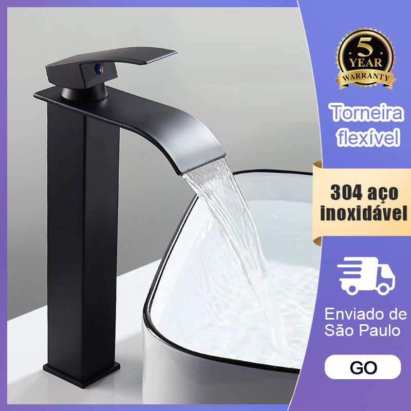 Torneira Monocomando Cascata de Luxo | Quente E Fria Aço inox 304 para Banheiro em Oferta na Shopee