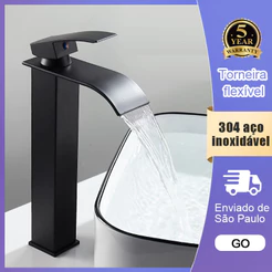 Torneira Monocomando Cascata de Luxo | Quente E Fria Aço inox 304 para Banheiro