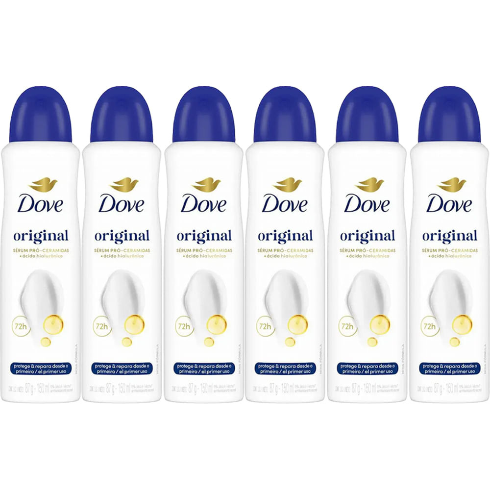 Kit Desodorante Dove Original Aerosol 150ml/89g - 6 Unidades - Beauty