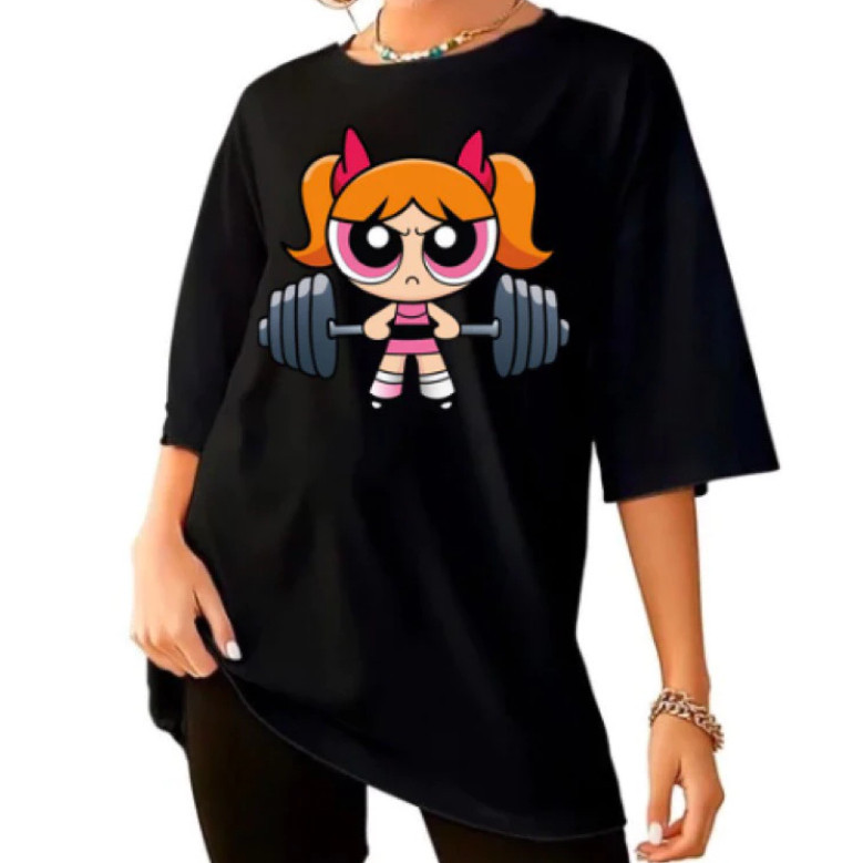 Camiseta Feminina Roupa de Academia Academia Fitness T-shirt Meninas Camisa Super Poderosas Blusa Treino