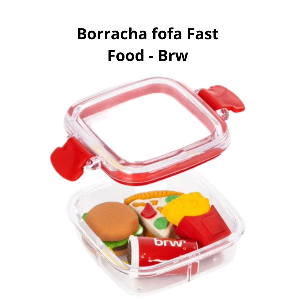 Kit Borracha Fast Food Fofa com 4 Unidades / BRW em Oferta na Shopee