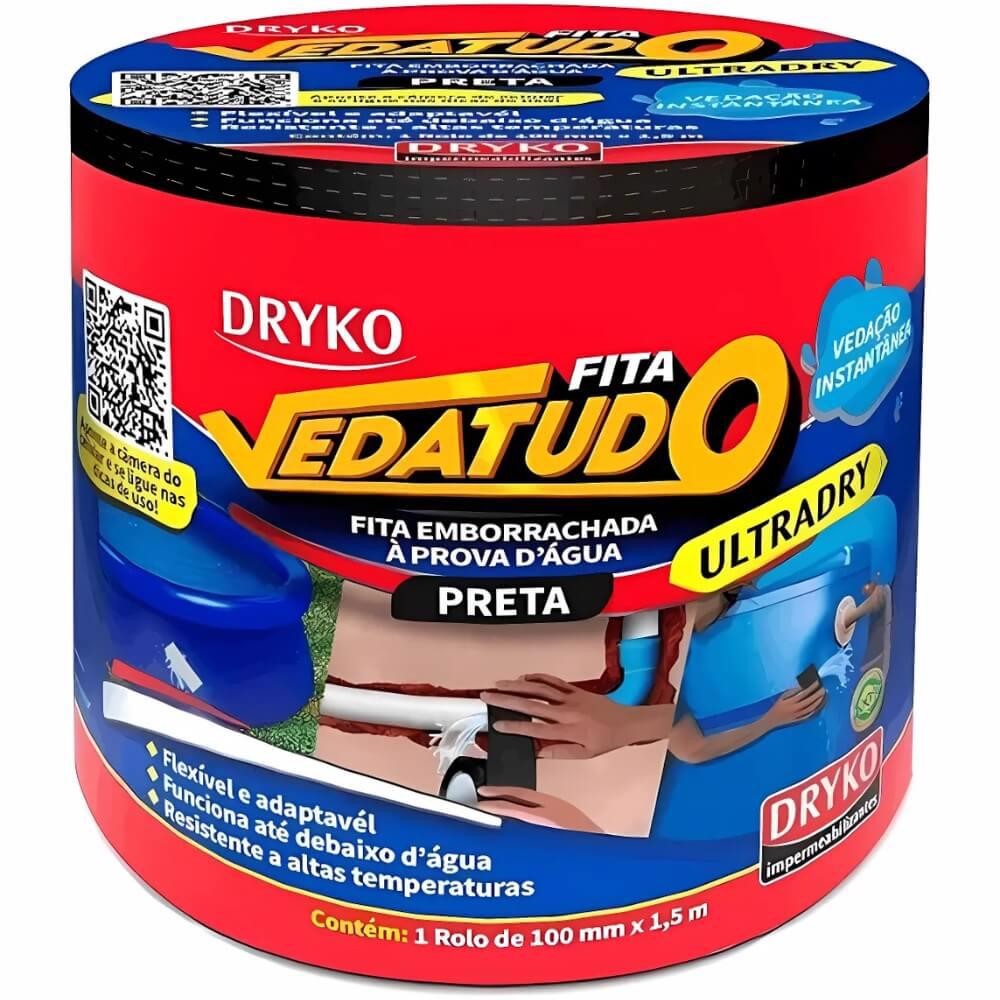 Fita Adesiva Emborrachada VEDATUDO Ultradry Preta DRYKO em Oferta na Shopee