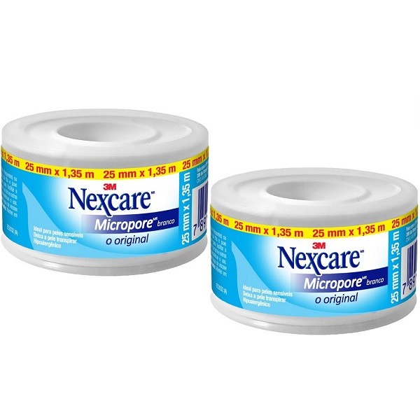 Kit com 2 Curativo Nexcare Micropore 25MM X 1,35M Branco em Oferta na Shopee