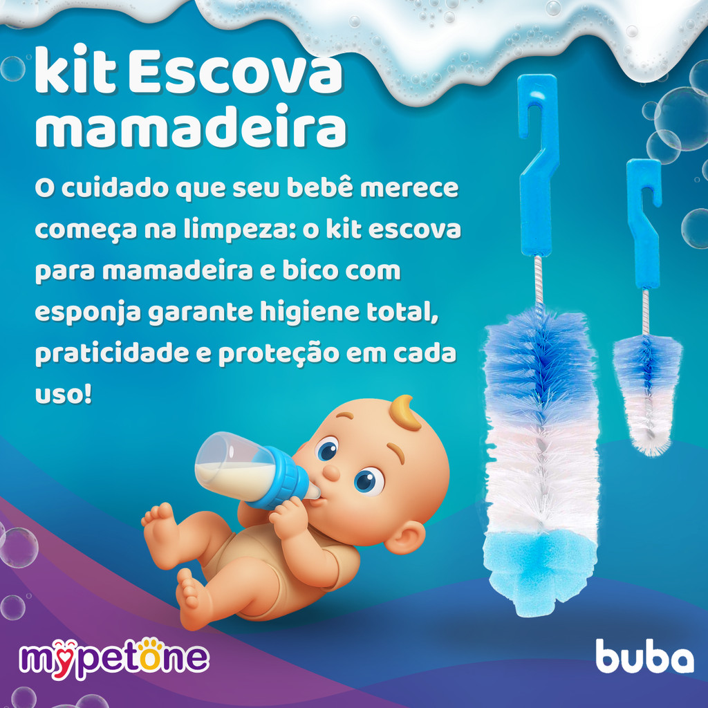 Kit Escovas Com Esponja Para Mamadeiras E Bicos - Buba · foto 2
