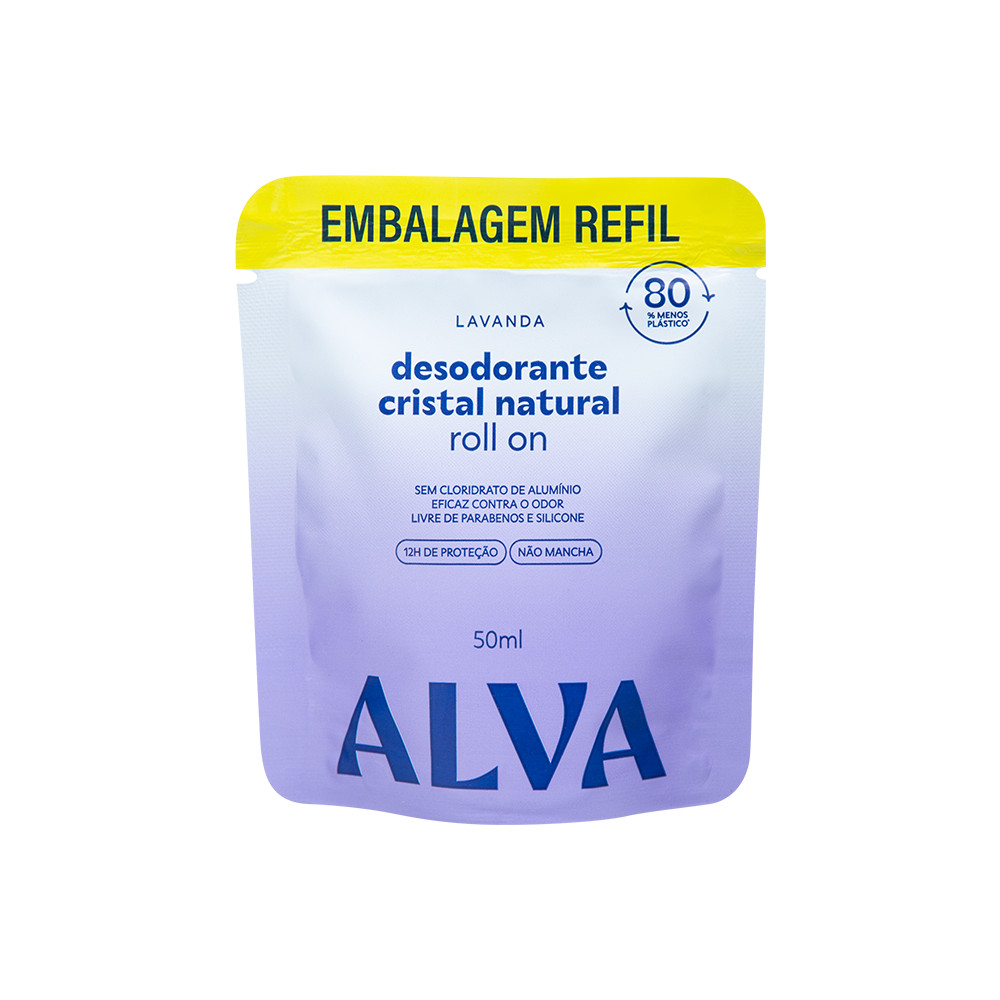 Refil Desodorante Roll On Cristal Natural Lavanda 50ml Alva em Oferta na Shopee