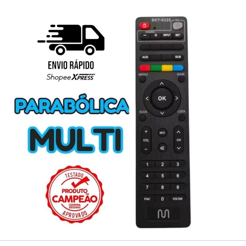 Controle Remoto Parabolica Digital Multi Multilaser GS0641 SKY9328